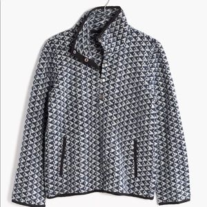 Harmonica Madewell wool pullover large EUC diamond print blue boxy pockets